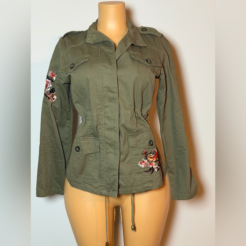 Stella Tweed Embroidered Olive Utility Jacket